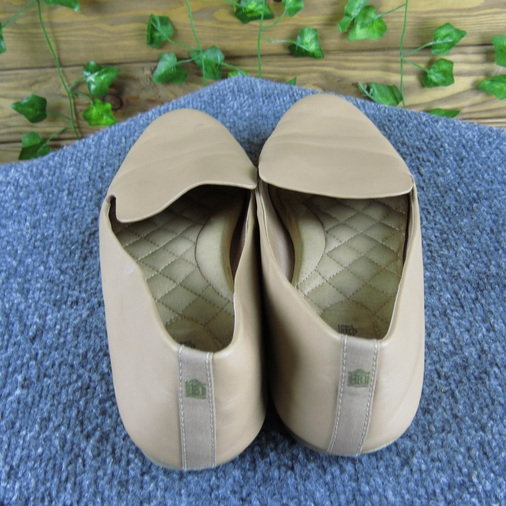 Birdies Beige Leather Loafers Women 8.5 Slip-On Comfort Quilted Flat Shoes - Picture 4 of 7